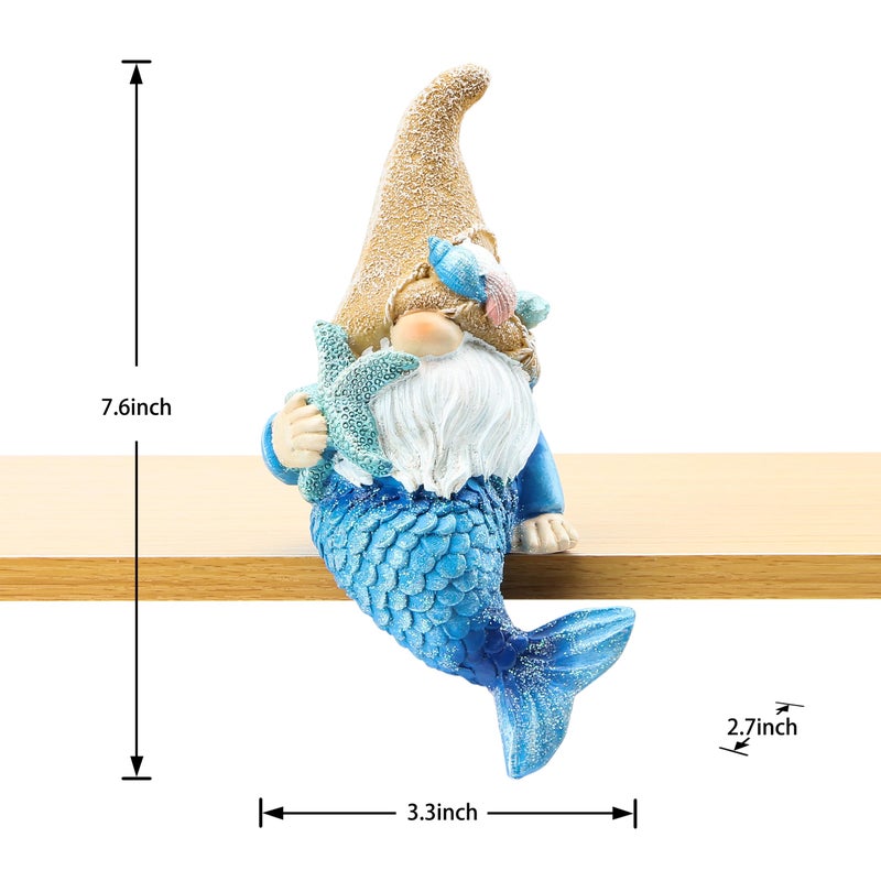 Leekung Mermaid Garden gnome Statue Outdoor Decor,Mermaid gnome Figurine for Outside Indoor Patio Lawn Yard Porch Shelf Bookshelf Edge Table windowsill Decoration,Beach Ocean Sculpture - Image 2